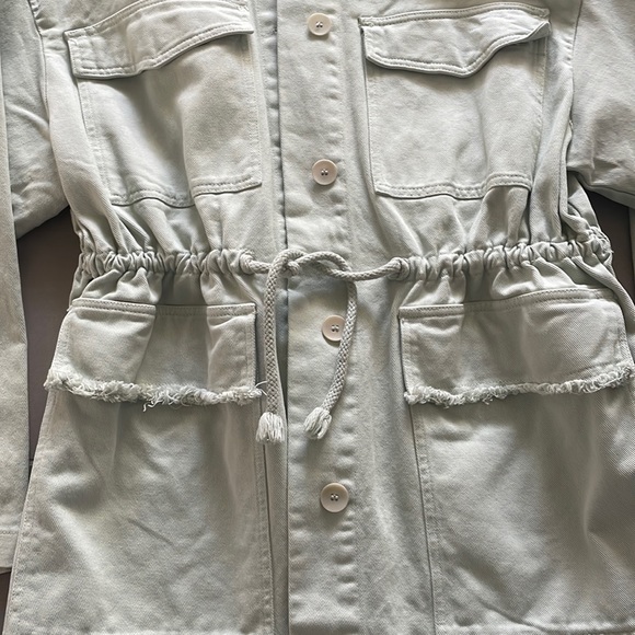 Zara denim oversized jacket w waist tie in green NWOT - Picture 3 of 17